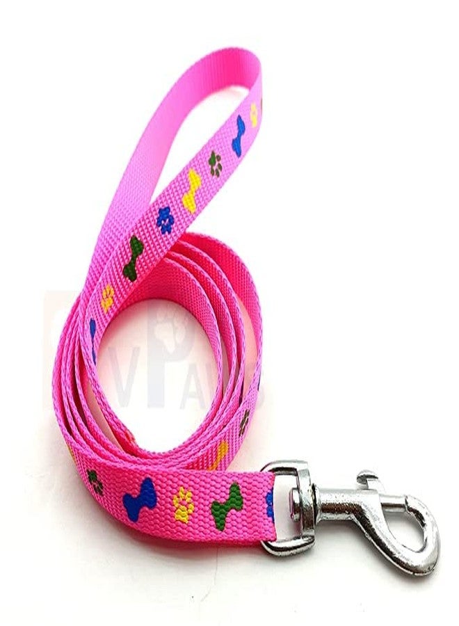 Pups&Pets Dog Printed Collar and Leash Set 15 MM- Adjustable Nylon Collar with Bell for Small and Medium Dogs, Collar and Leash Set for Puppies, Dog & Cat (Pink) - Image 3